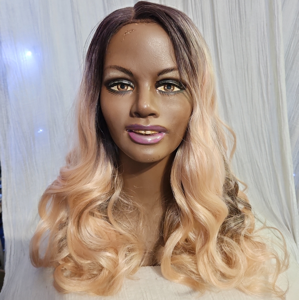 Lace Front Sombre RT Apricot Blonde Long Wavy Wig -Faris